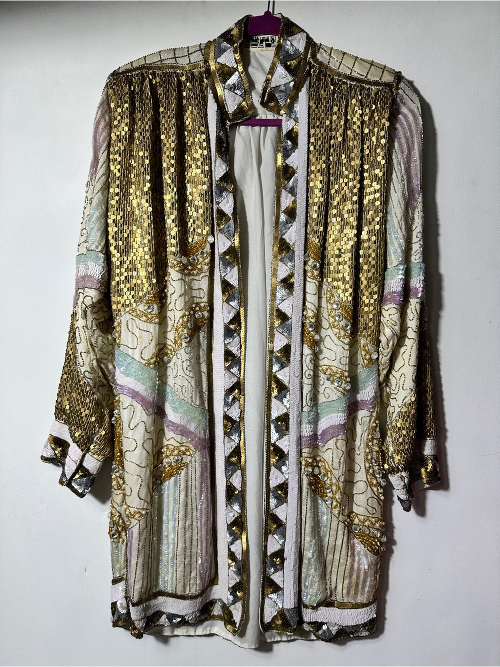 Vintage amazing Scala Gold Sequin Embellished Beaded Jacket wizard coat